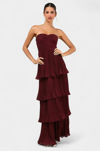 Refined Sweetheart Neckline Strapless Tiered Ruffle Maxi Dress