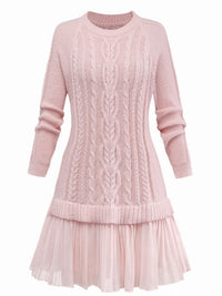 Effortless Pleated Knit Sweater Dress