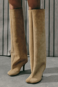 Elegant Suede Heeled Knee High Boots
