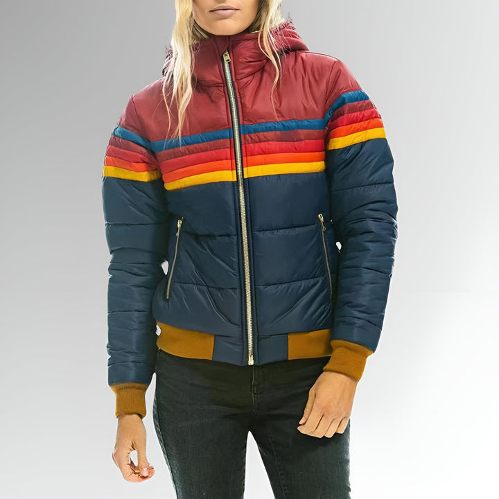 Marie | Zip-Up Jacket with Rainbow Stripes