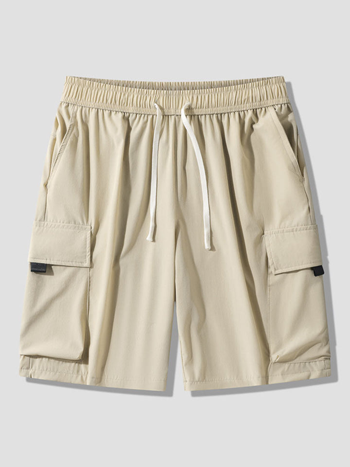 Solid Drawstring Cargo Shorts