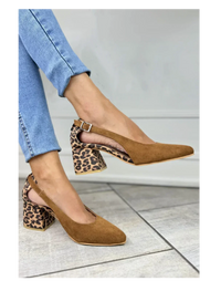 Elegant Leopard Slingback Kitten Heels Pointed Toe
