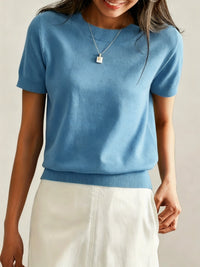 Refined Fine Knit Sweater Short Sleeve Top