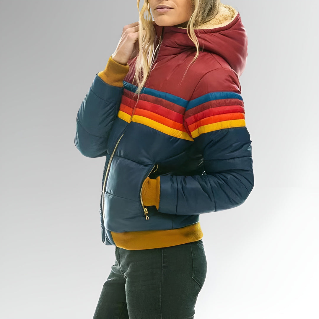 Marie | Zip-Up Jacket with Rainbow Stripes
