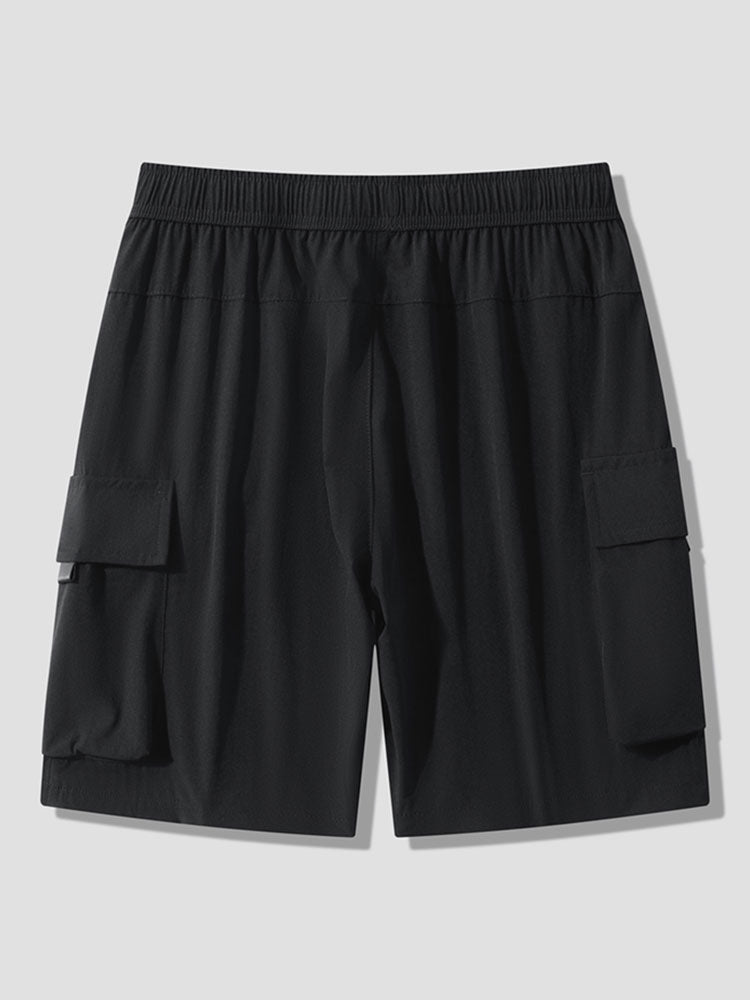 Solid Drawstring Cargo Shorts