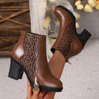 Elegant Heeled Ankle Boots Block Heel Boots