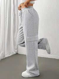 Stylish Straight Leg Flap Pocket Sweatpants