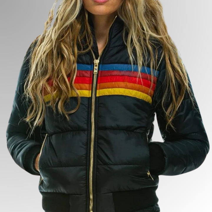 Marie | Zip-Up Jacket with Rainbow Stripes