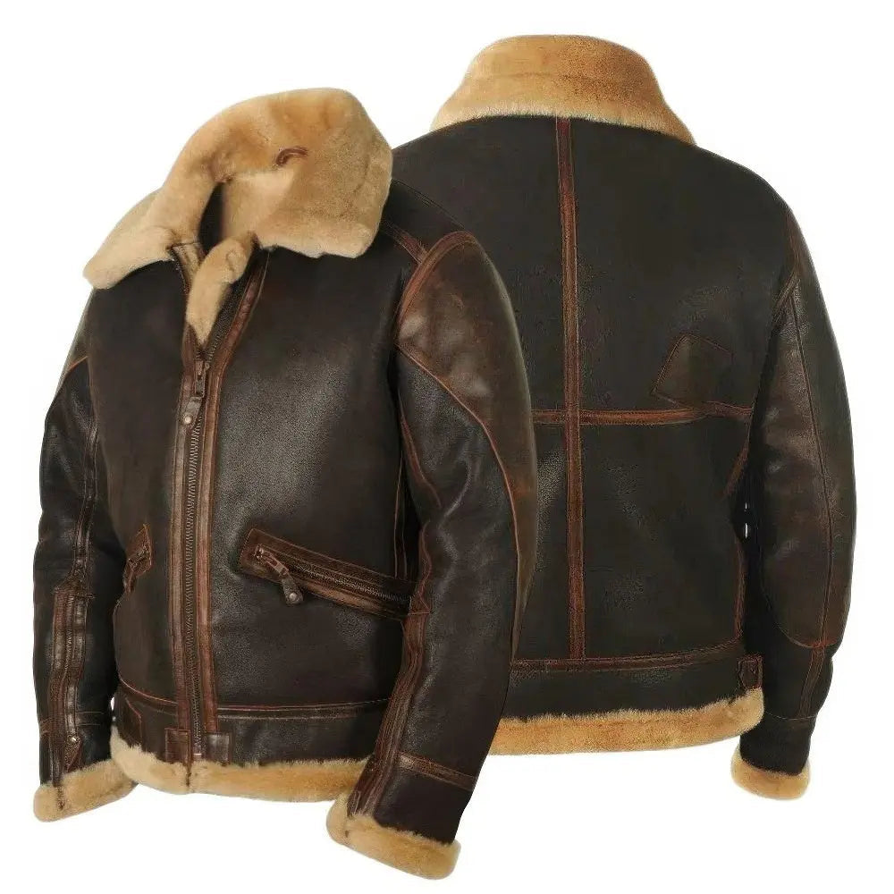 Noah | Leather Jacket with Long Sleeves and Soft Plush