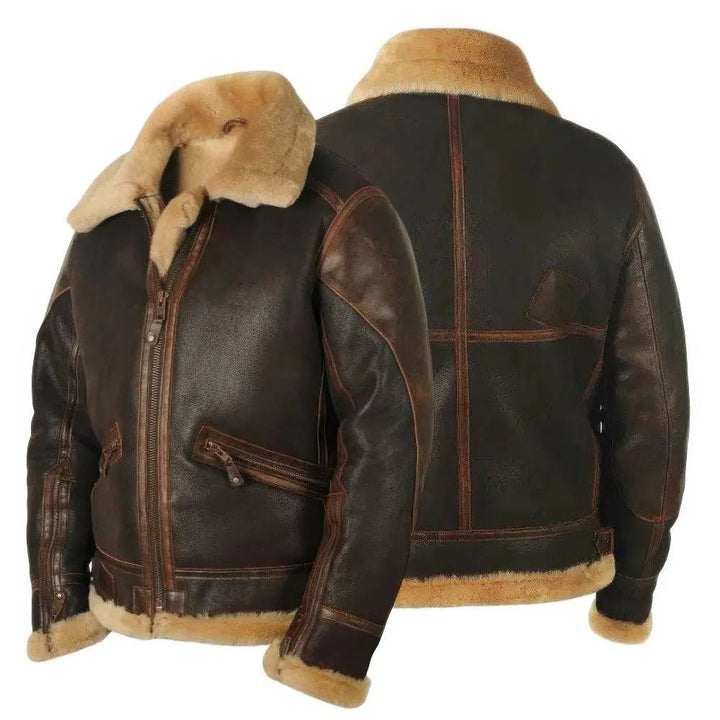 Noah | Leather Jacket with Long Sleeves and Soft Plush