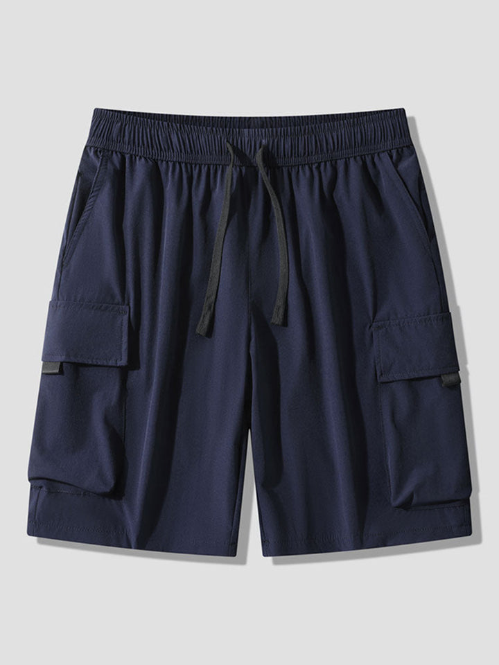 Solid Drawstring Cargo Shorts
