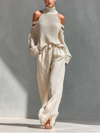 Relaxed Two Piece Set Wide Leg Pants Matching Set