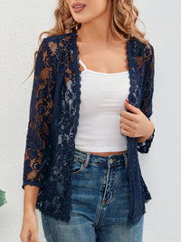 Refined Floral Openwork Cardigan Knit Sweater