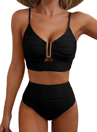 Elegant High Waisted Bikini Two Piece Swimsuit Set