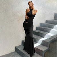 Elegant Fishtail Bodycon Wedding Guest Dress Open Back