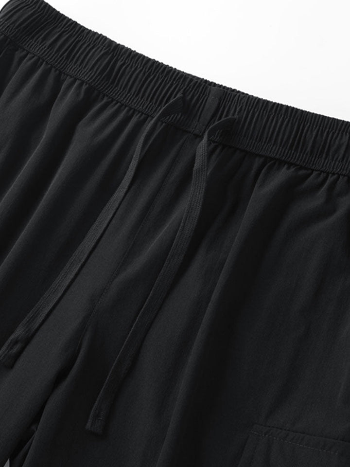 Solid Drawstring Cargo Shorts