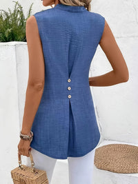 Relaxed sleeveless button blouse summer top