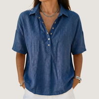 Relaxed Button Up Collar Shirt Casual Blouse