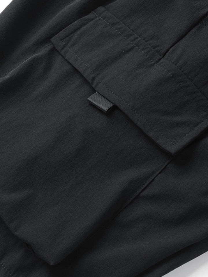 Solid Drawstring Cargo Shorts