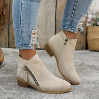 Effortless Zip Ankle Boots Low Block Heel