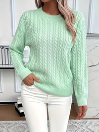 Effortless Crewneck Cable Knit Fall Sweater