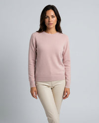 Women's Ribbed Knit Sweater with Crew-Neck and Long Sleeves