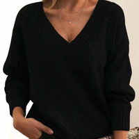 Elegant V Neck Long Sleeve Knit Fall Sweater