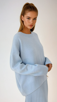 Stylish Oversized Crewneck Knit Fall Sweater