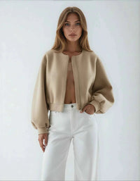 Effortless Cropped Oversized Bomber Jacket for Women