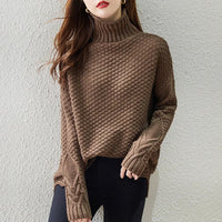 Refined Drop Shoulder Cable Knit Turtleneck Sweater