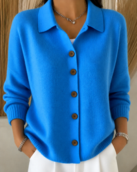 Refined Collared Button Up Knit Cardigan