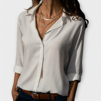 Refined Button Up Blouse Long Sleeve Shirt