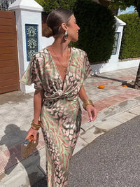 Effortless Wrap Dress V Neck Short Sleeve
