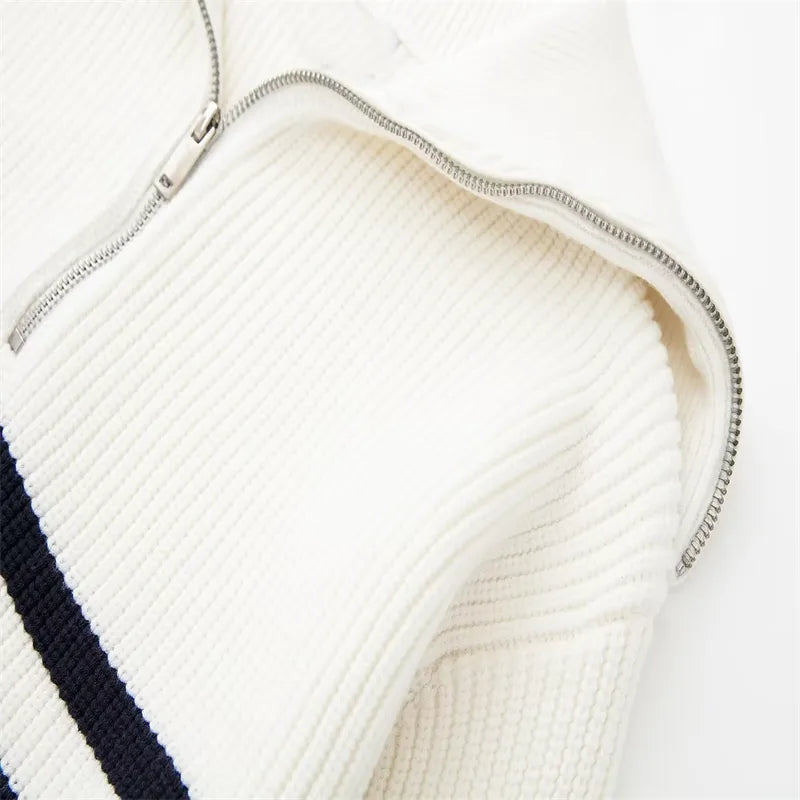 Savrani™ | Striped Zip Sweater
