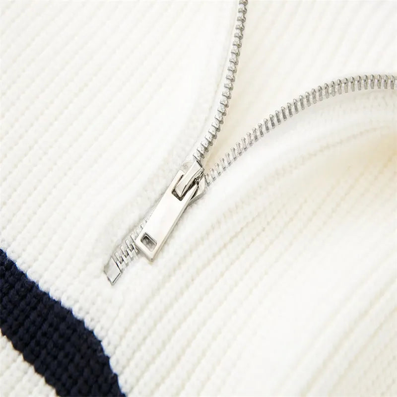 Savrani™ | Striped Zip Sweater