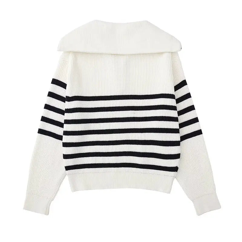 Savrani™ | Striped Zip Sweater