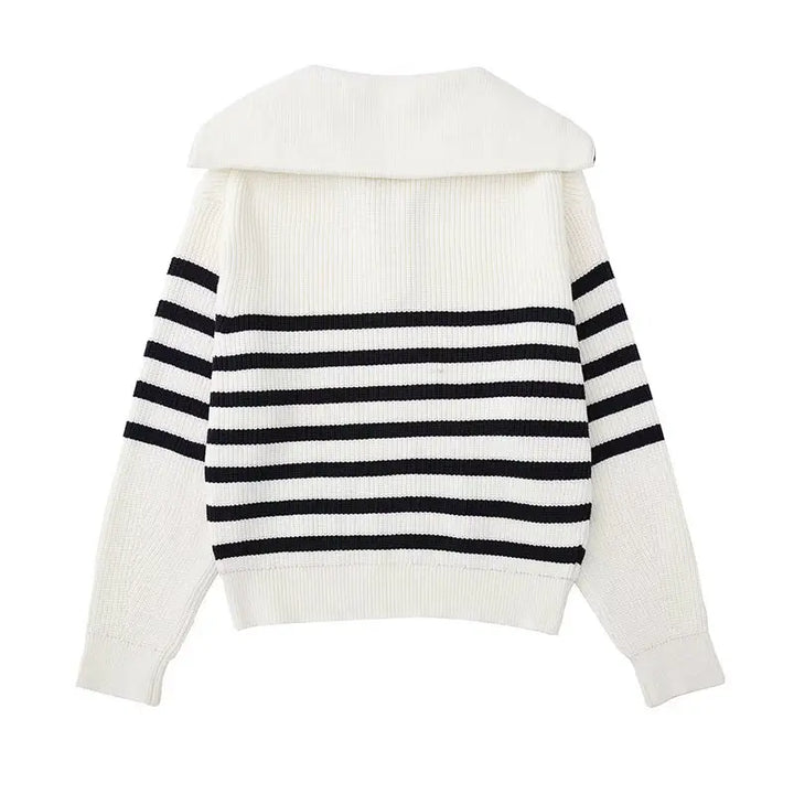 Savrani™ | Striped Zip Sweater