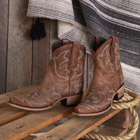 Stylish Embroidered Cowboy Western Boots Block Heel