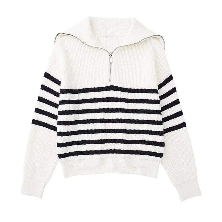 Savrani™ | Striped Zip Sweater