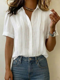 Refined short sleeve collared summer shirt