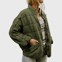 Relaxed Quilted Bomber Jacket for Women