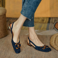 Refined Kitten Heels Suede Horsebit Slingback Low Heels