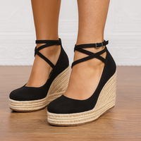 Elegant Espadrilles Wedge Platform Sandals Ankle Strap