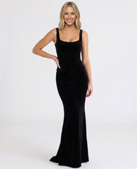 Velvet Maxi Dress with Structured Waist