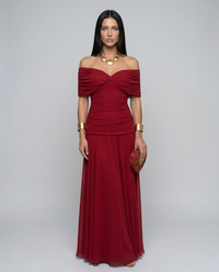 Formal Wedding Guest Maxi Dress with Draped V-Neck