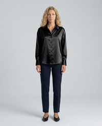 Lightweight Long-Sleeve Blouse with V-Neck for Women