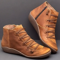 Effortless Lace Up Cushioned Ankle Boots Low Heel
