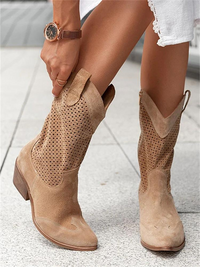 Effortless Side Zip Mid Calf Cowboy Boots for Women