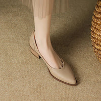 Stylish Pointed Toe Kitten Heels Block Heels Slip On Shoes