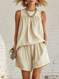 Stylish high waisted shorts set two piece matching set for women
